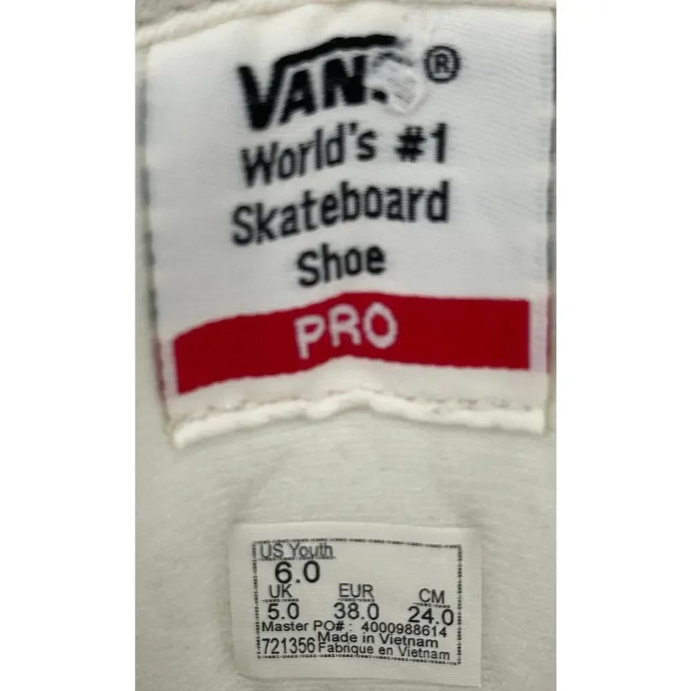 Vans Pro White Off The Wall Cushioned Canvas Low Top Sneakers Youth 6 - Picture 10 of 11